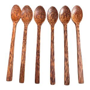 Set Of 6 Handmade Coconut Wood Spoons For Cooking & Dining 7" Tiki Bar Kitchen